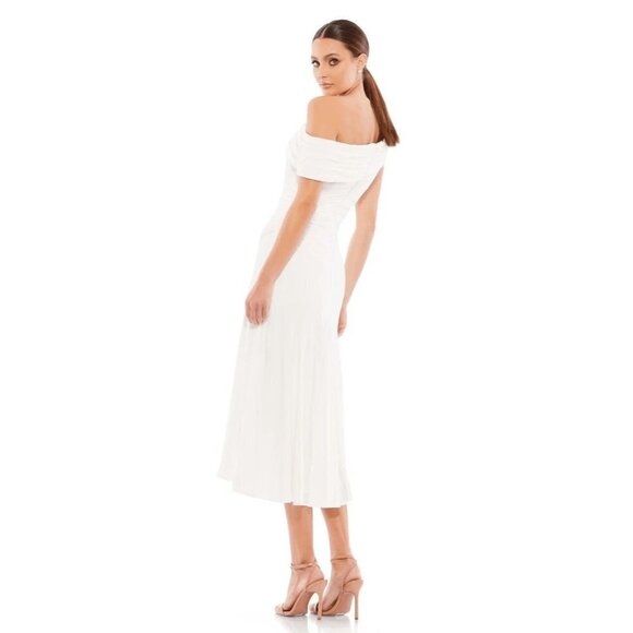 NWT Leena for Mac Duggal White Off Shoulder Tea Length Gown $298 - Picture 4 of 15